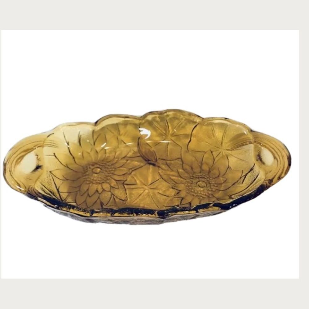 3 vintage Carnival glass sunflower dishes